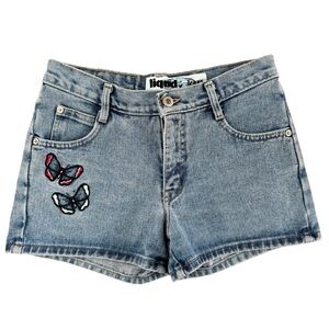 Vintage Liquid X Jeans Women's Shorts butterfly fairycore 3 4 embroidery #857